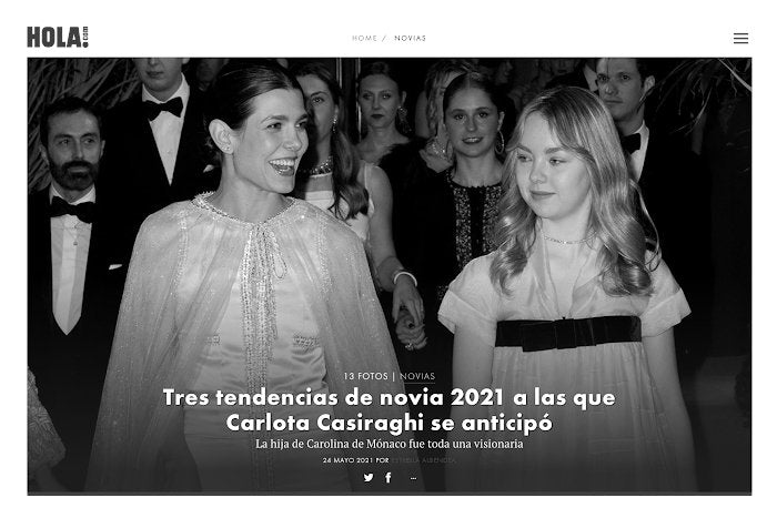 Tres tendencias de novia 2021 a las que Carlota Casiraghi se anticipó - Bruna