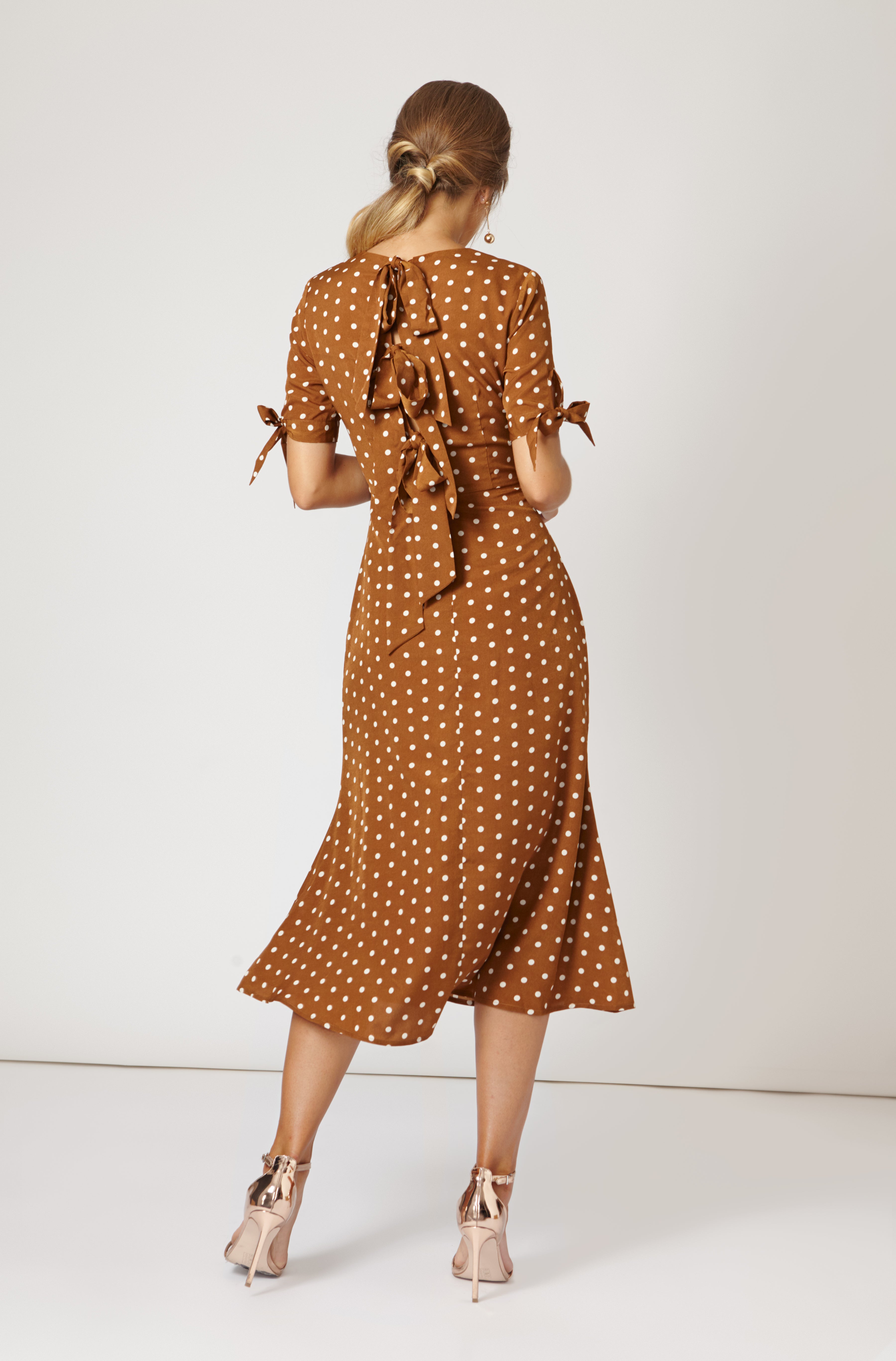 Laila Polka Dot Brown Dress · Iconics ·