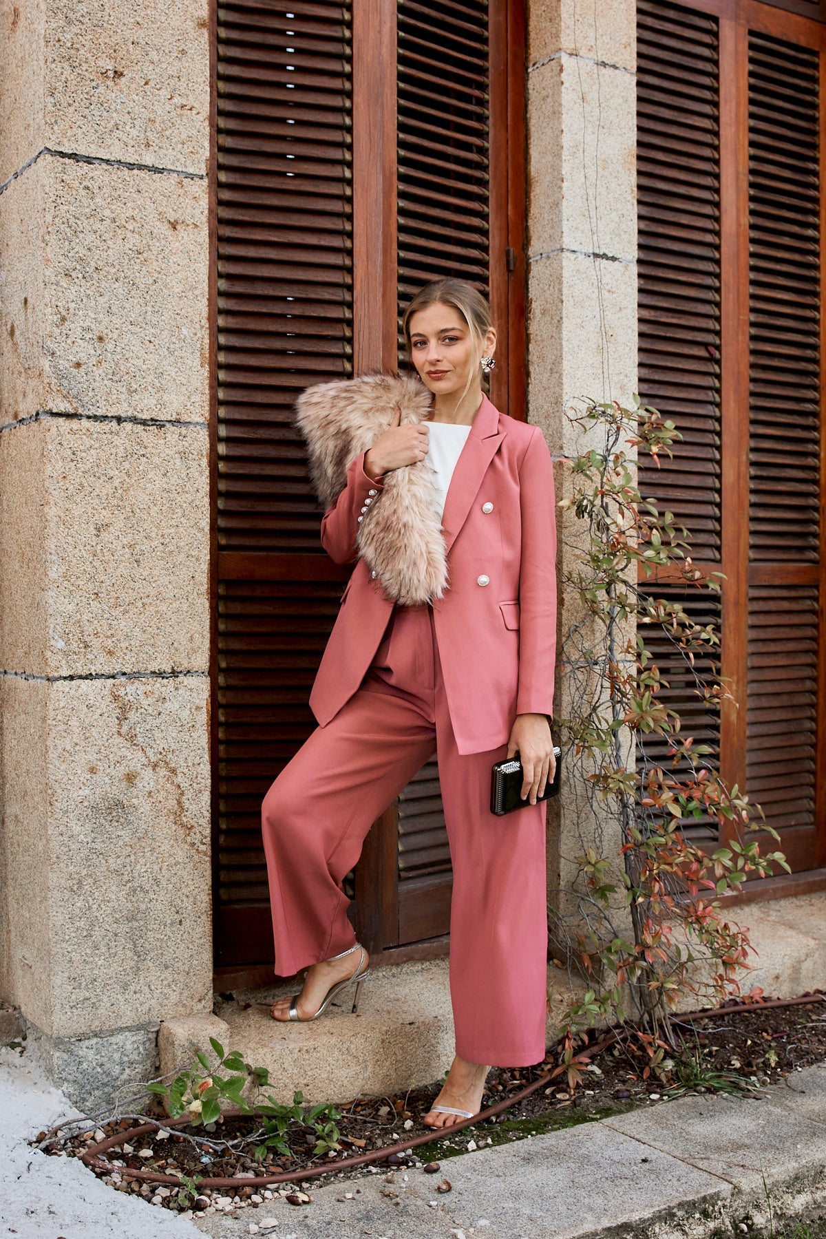 Traje Chaqueta Helena + Pantalon Adion Old Rose · Lady B · - Bruna