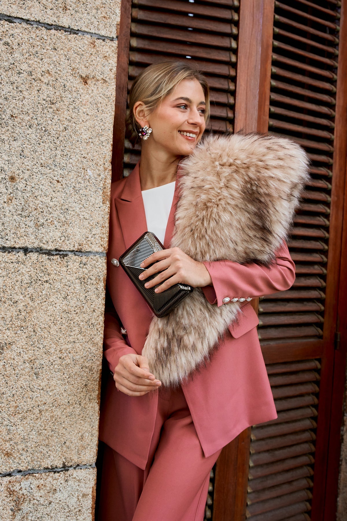Traje Chaqueta Helena + Pantalon Adion Old Rose · Lady B · - Bruna