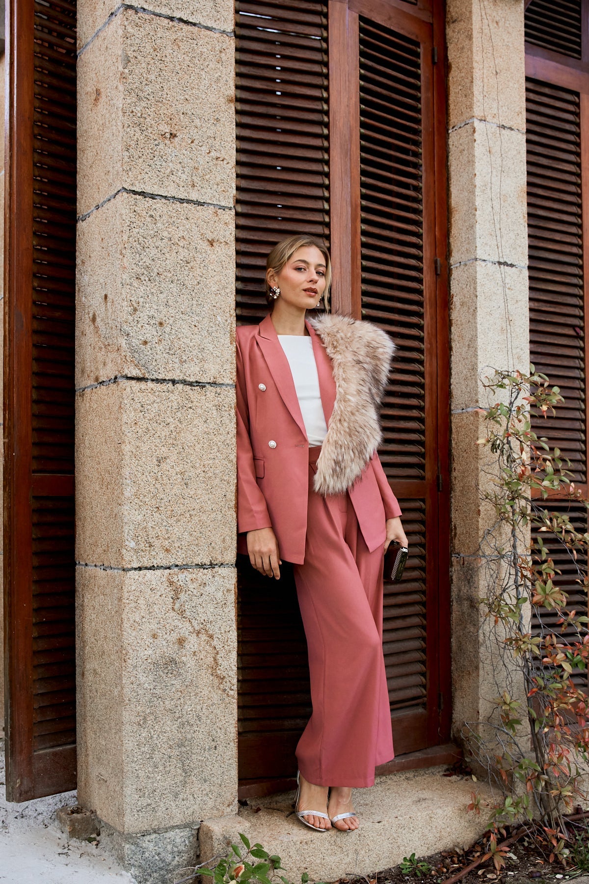 Traje Chaqueta Helena + Pantalon Adion Old Rose · Lady B · - Bruna
