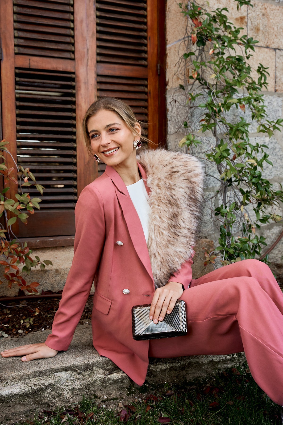 Traje Chaqueta Helena + Pantalon Adion Old Rose · Lady B · - Bruna