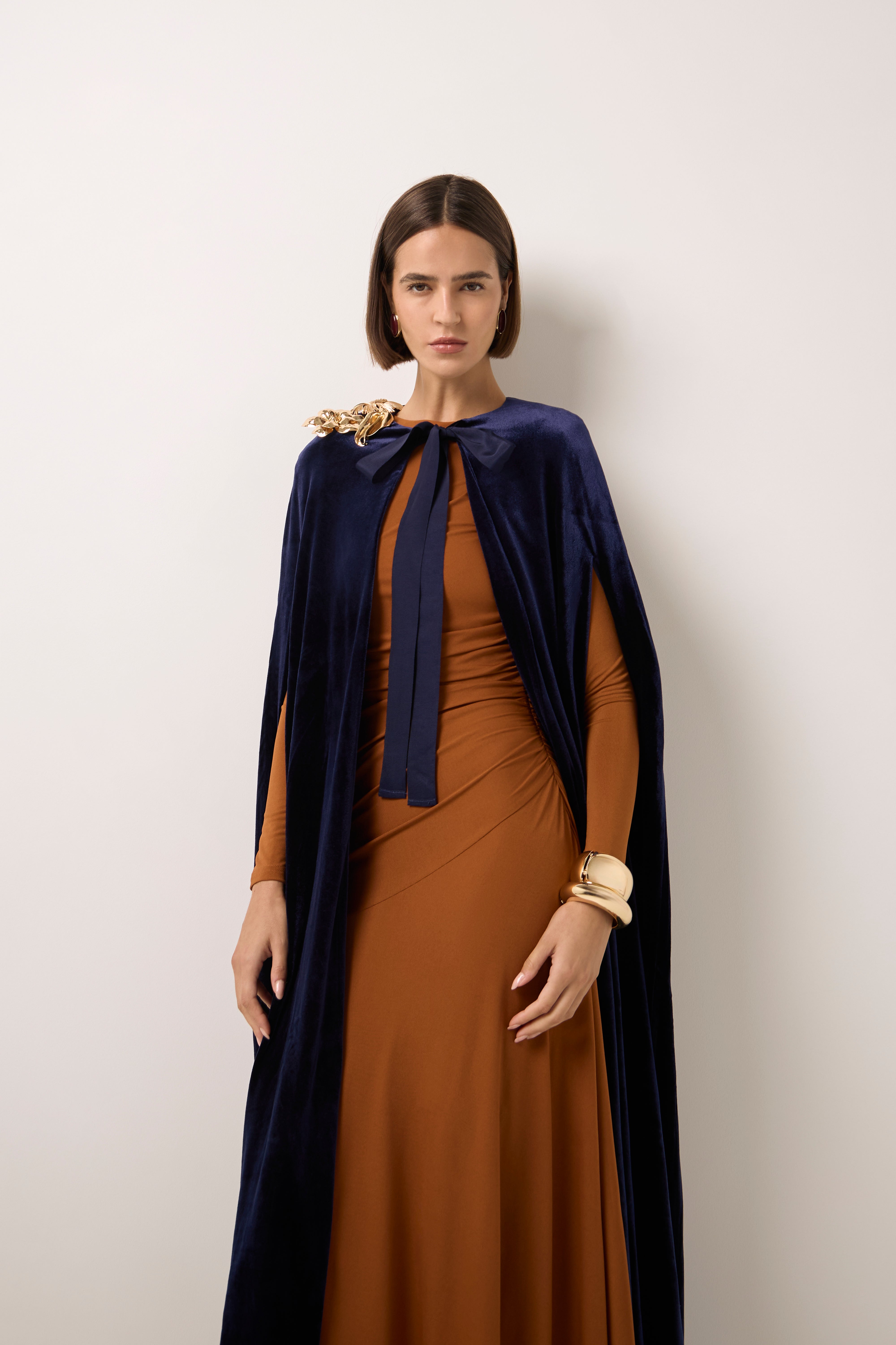 Margaret Navy Velvet Cape · Muse ·
