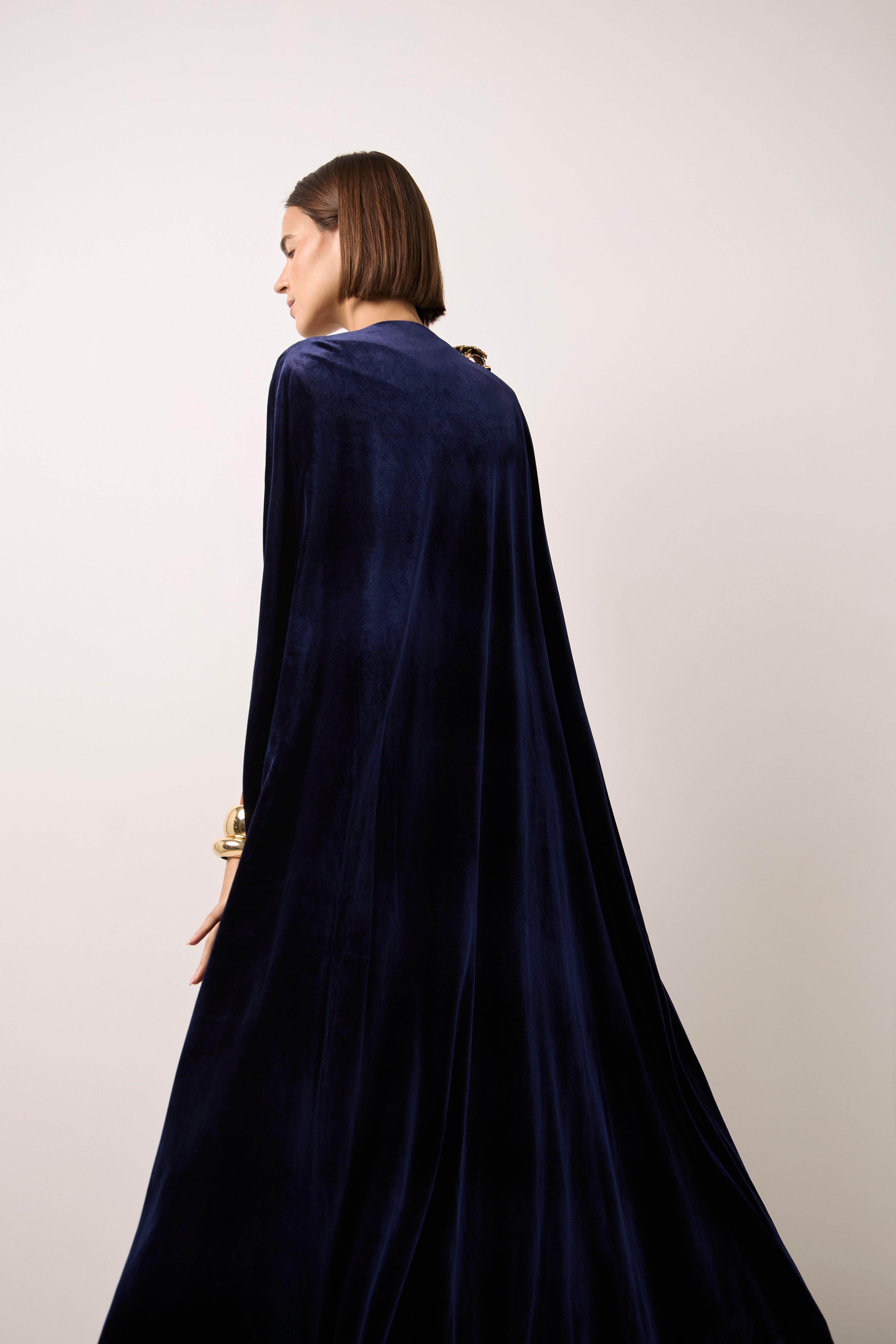 Margaret Navy Velvet Cape · Muse ·