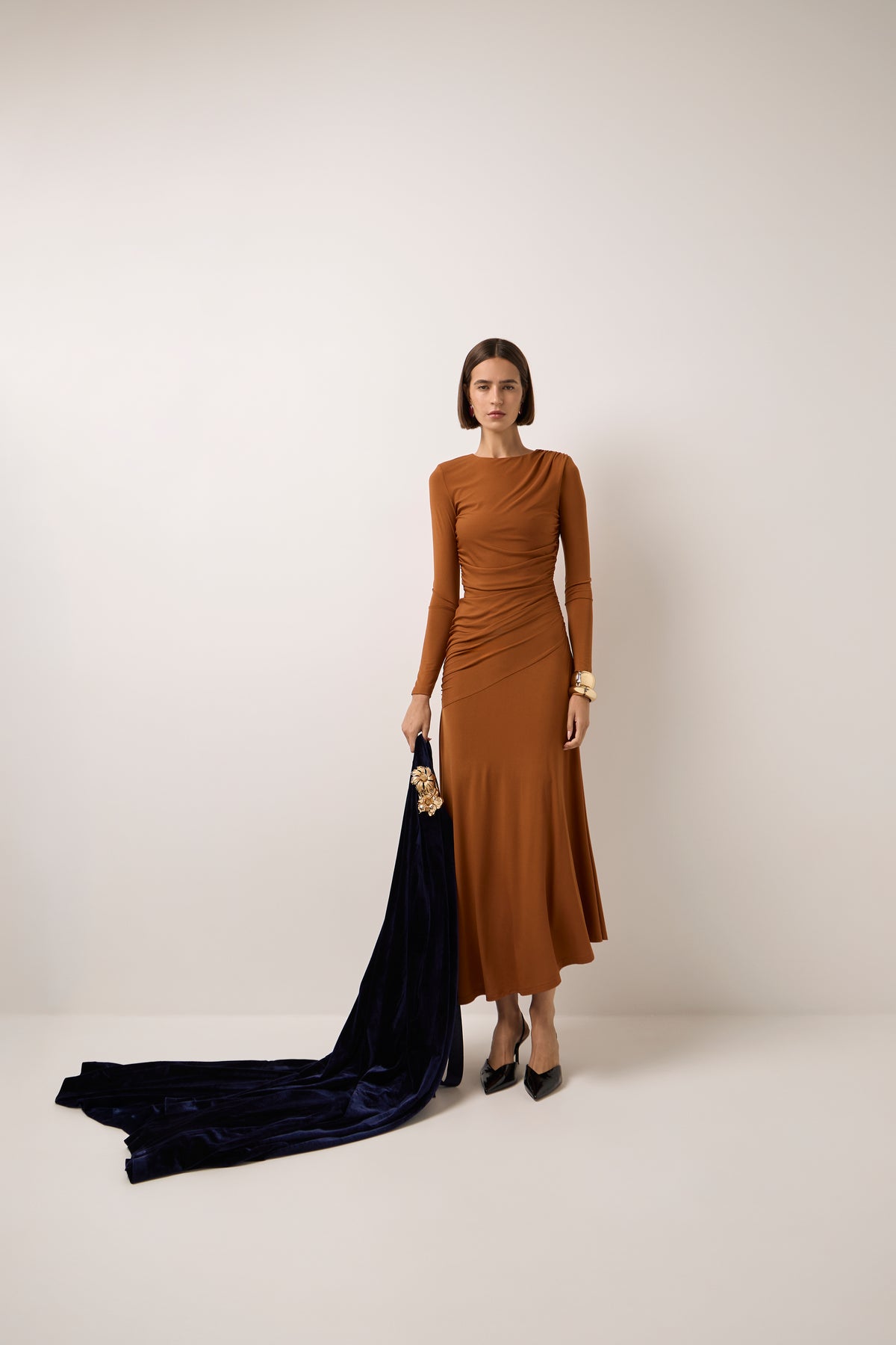 Margaret Navy Velvet Cape · Muse ·