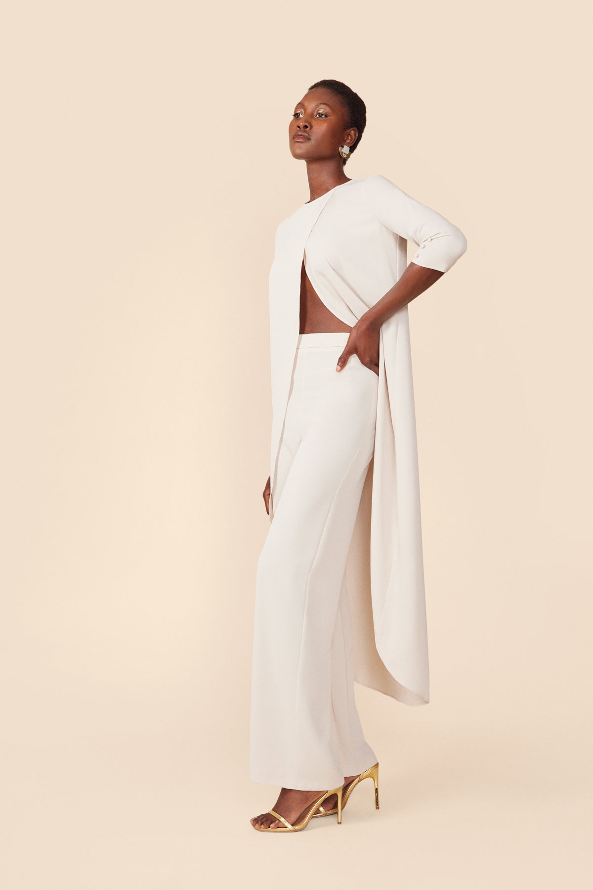 Boda Mujer Blusa Blanca Invitada Boda Pantalón Blanco Pantalones