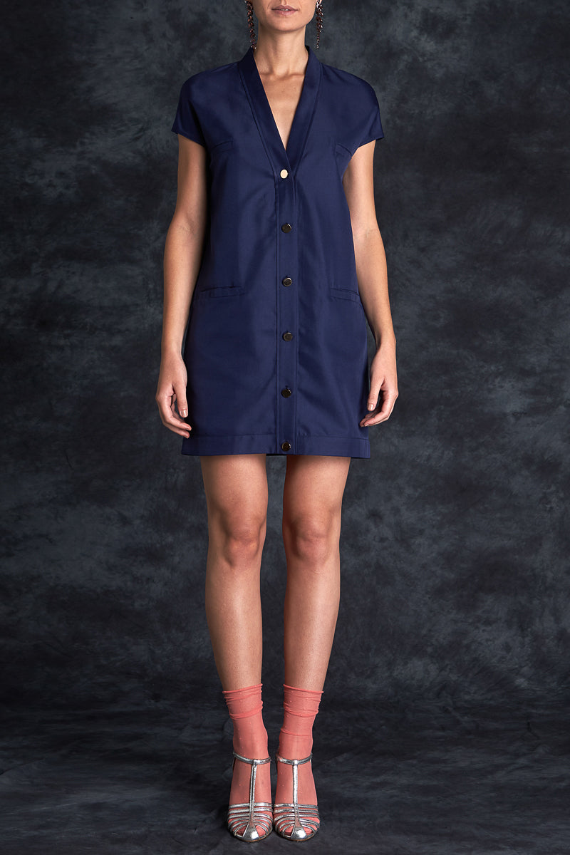 Chaqueta Chaleco Mini Vestido Agnes Azul Noche - brunacoleccion bruna invitadaperfecta invitadaboda invitadabruna boda guest wedding 