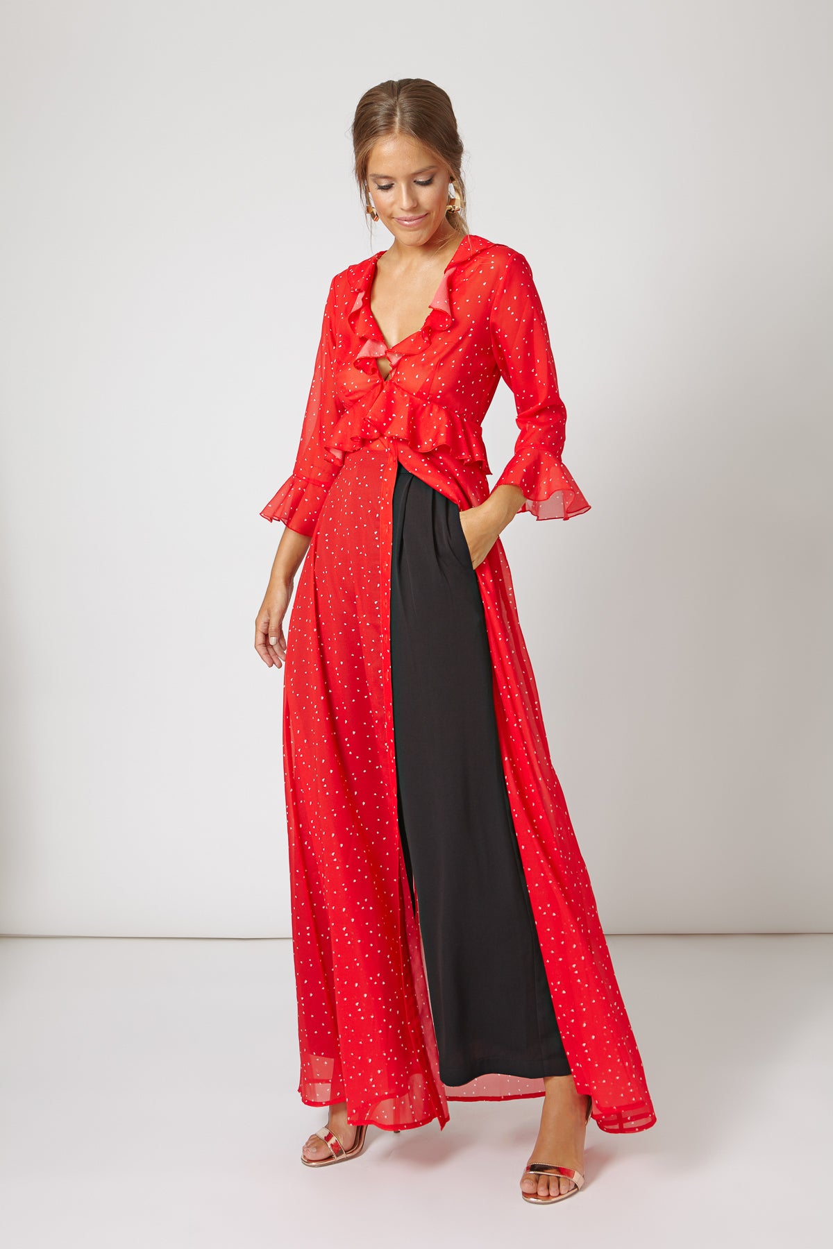 Vestido/ Bata Janis Rojo/Blanco SS19 - brunacoleccion bruna invitadaperfecta invitadaboda invitadabruna boda guest wedding 