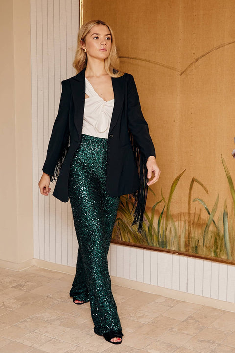 Pantalón Lentejuelas Boda De Dia Pantalones Largos Mujer