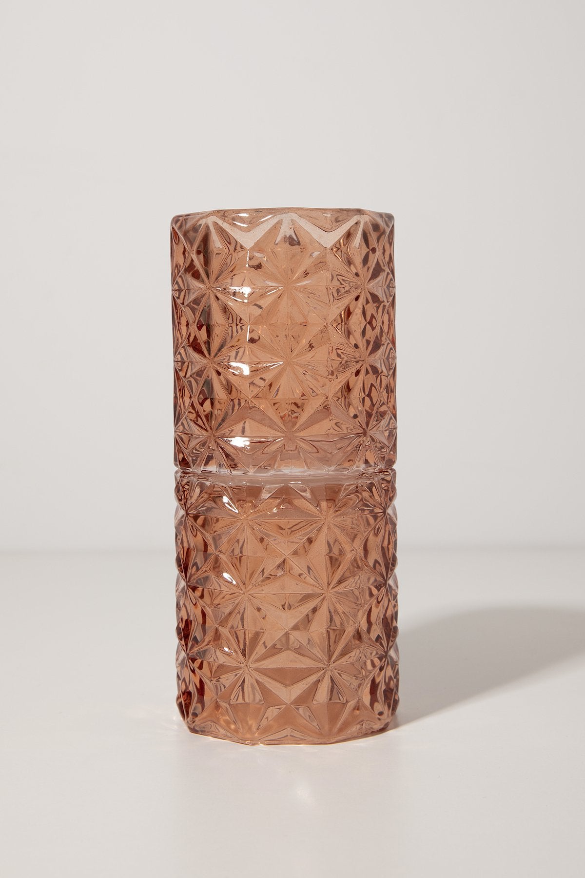 Portavelas de Vidrio Tallado Amelie Rosé · Deco · - Bruna