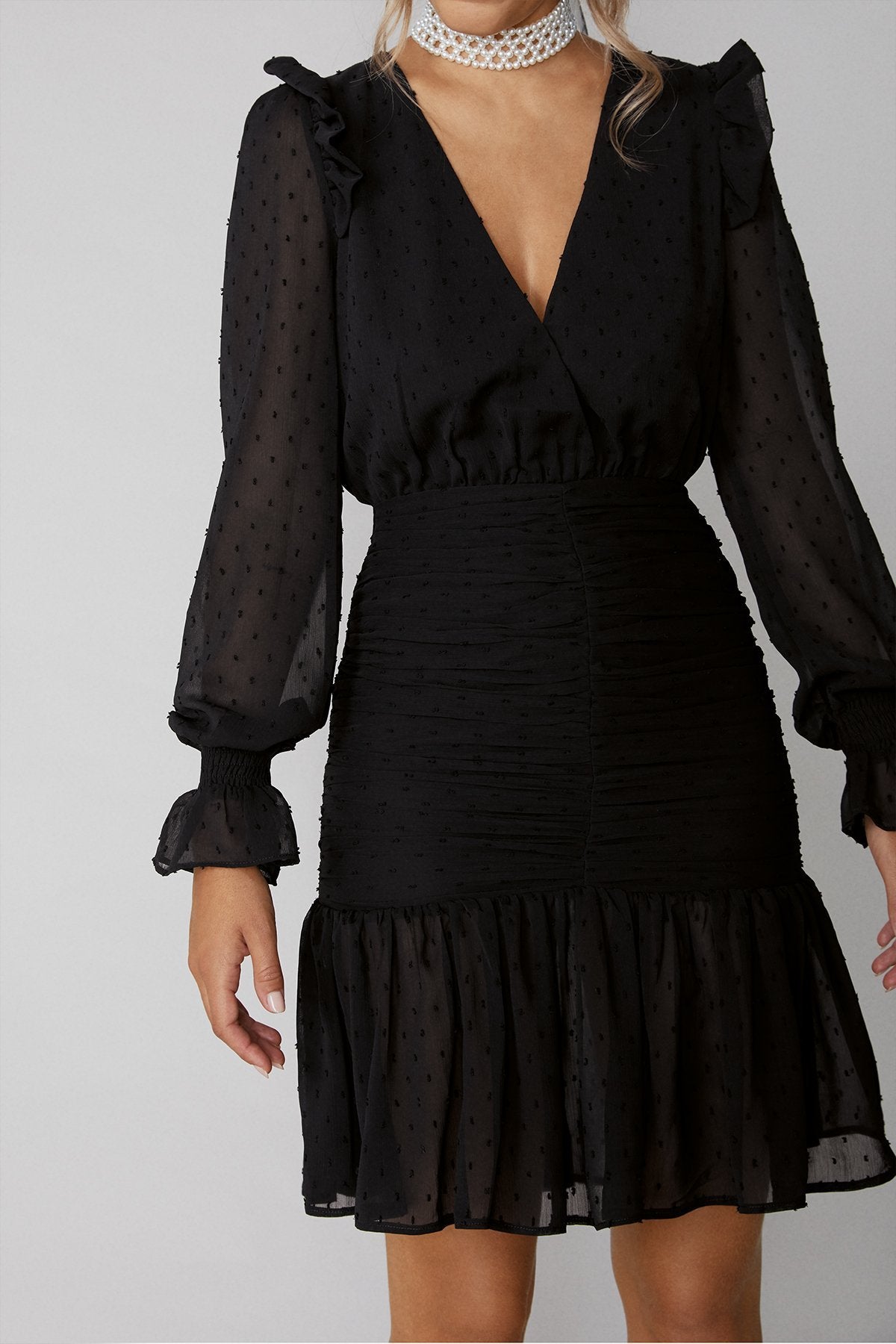 Vestido Mini Casilda Plumeti Negro · Lady B · - Bruna